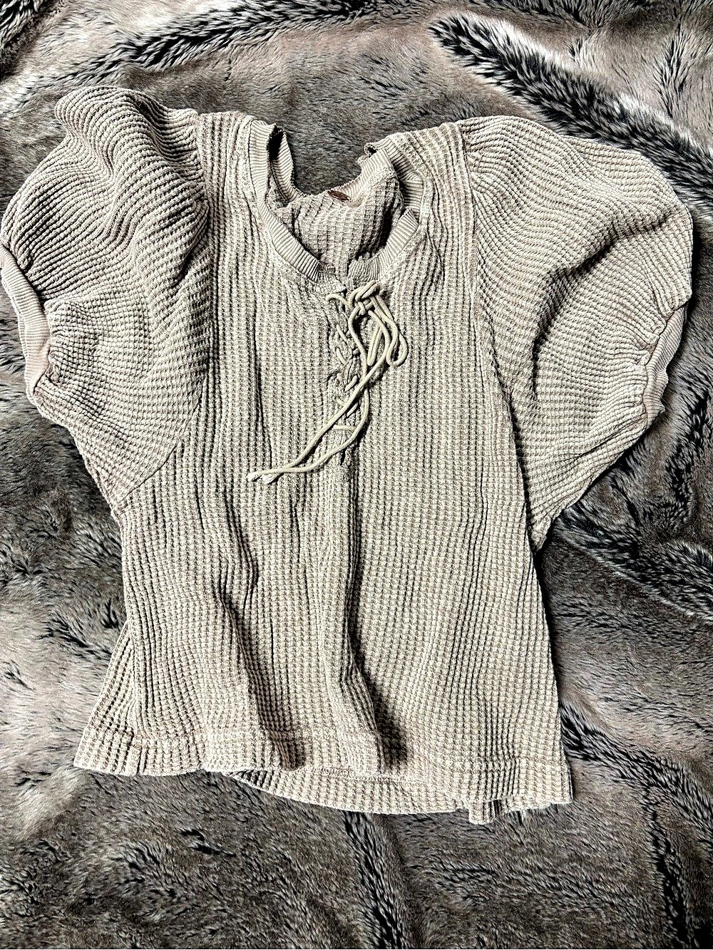 FP one Ribbed Knit Short Sleeve Top Size Medium